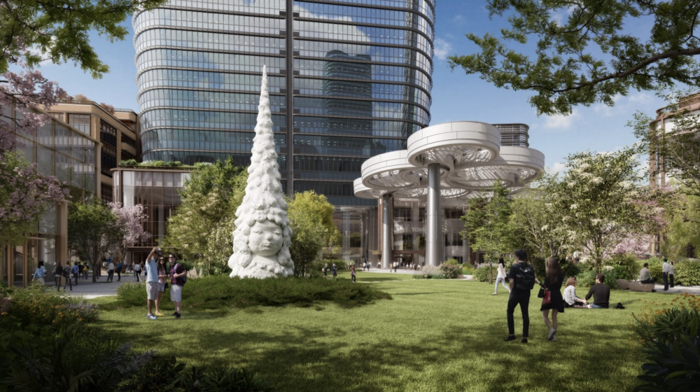 中央廣場設置了日本著名藝術家的雕像作品！