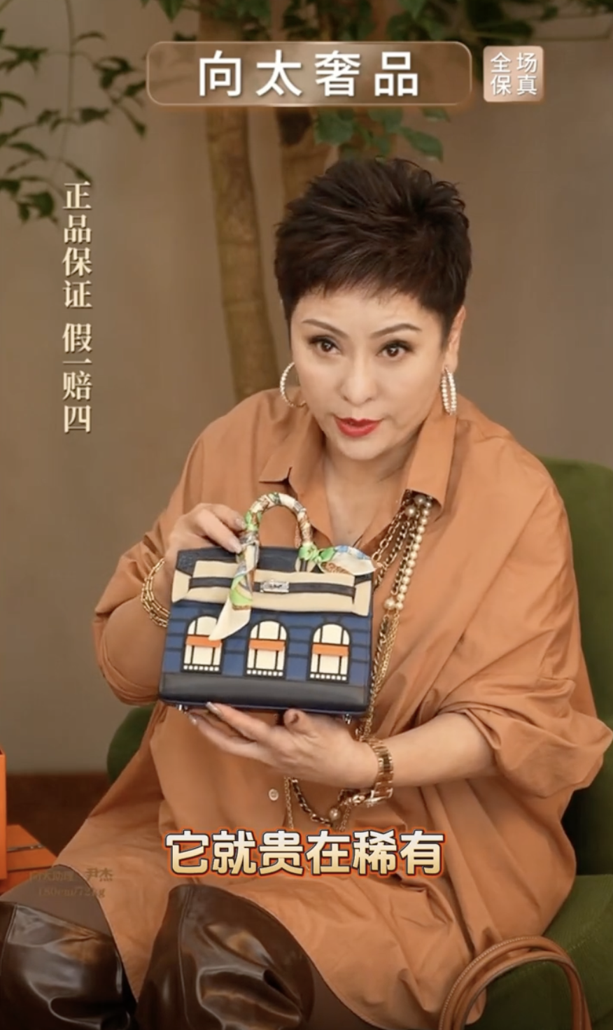 向太仲喺直播中賣Hermès Birkin 20特別版