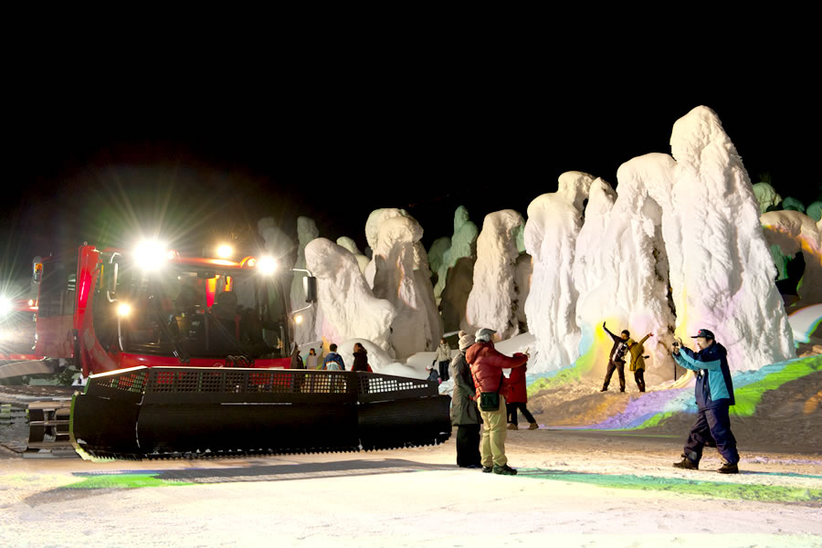 點燈活動期間，大家可以乘搭雪上車穿梭「樹冰幻想迴廊」！