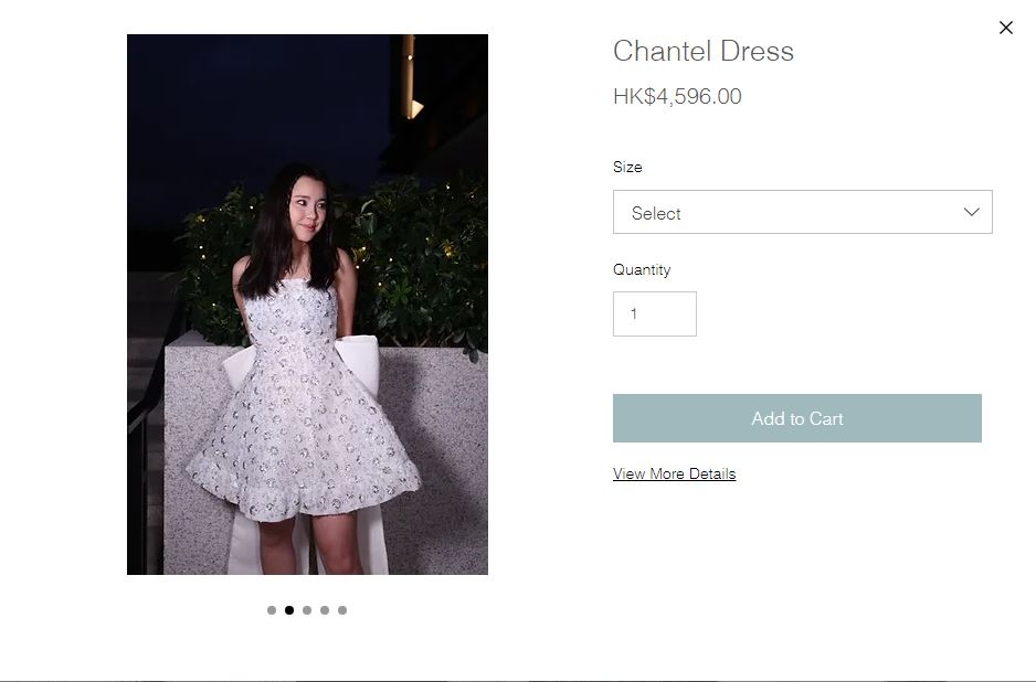最貴的一件「Chantel Dress」白色連身裙更要價4,596元