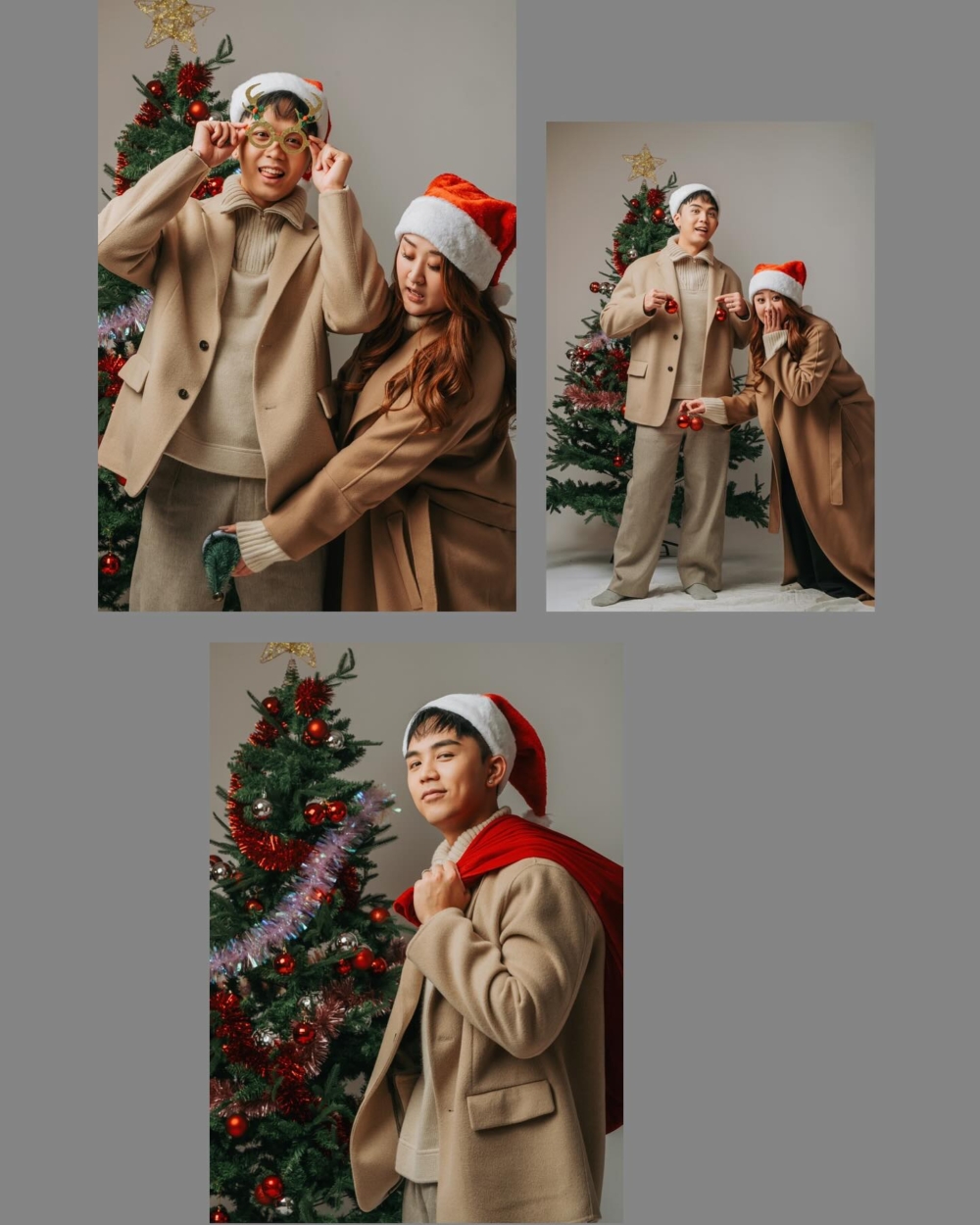 佢哋兩夫妻嘅pose十分大膽，Shirley將聖誕飾物放喺老公嘅重要部位