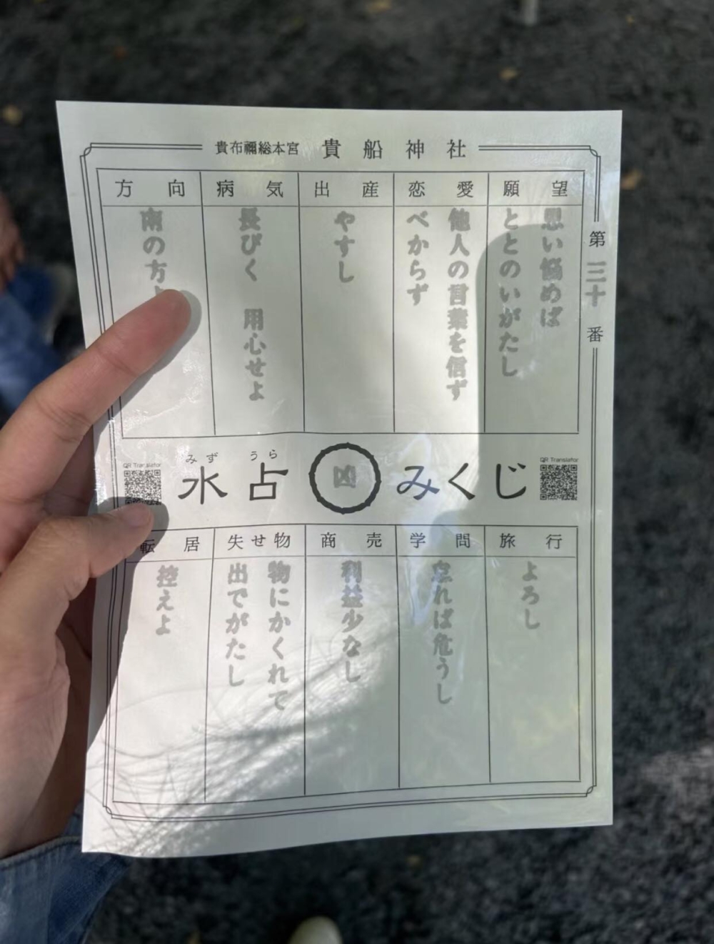 籤紙要浸泡在水中後才會浮現籤詩內容～