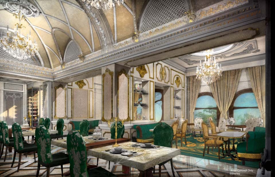 「FANTASY SPRINGS HOTEL」設有三間不同主題的餐廳及酒廊,其中只接待「豪華城堡」住客的「La Libellule」,可以最佳視野觀賞新園區的景緻!