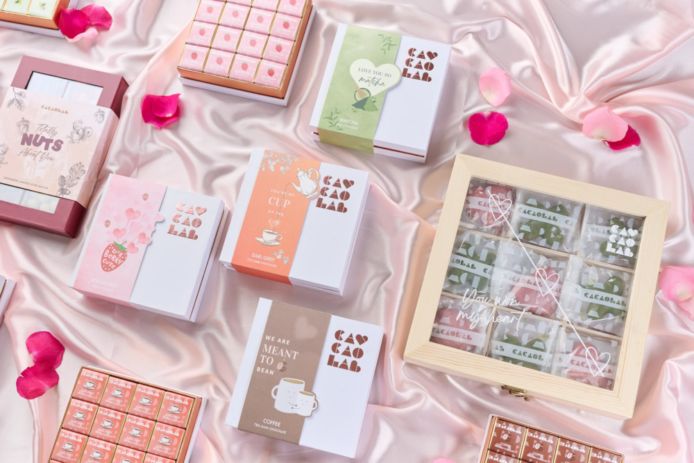 不同口味的情人節XOXO朱古力餅乾。