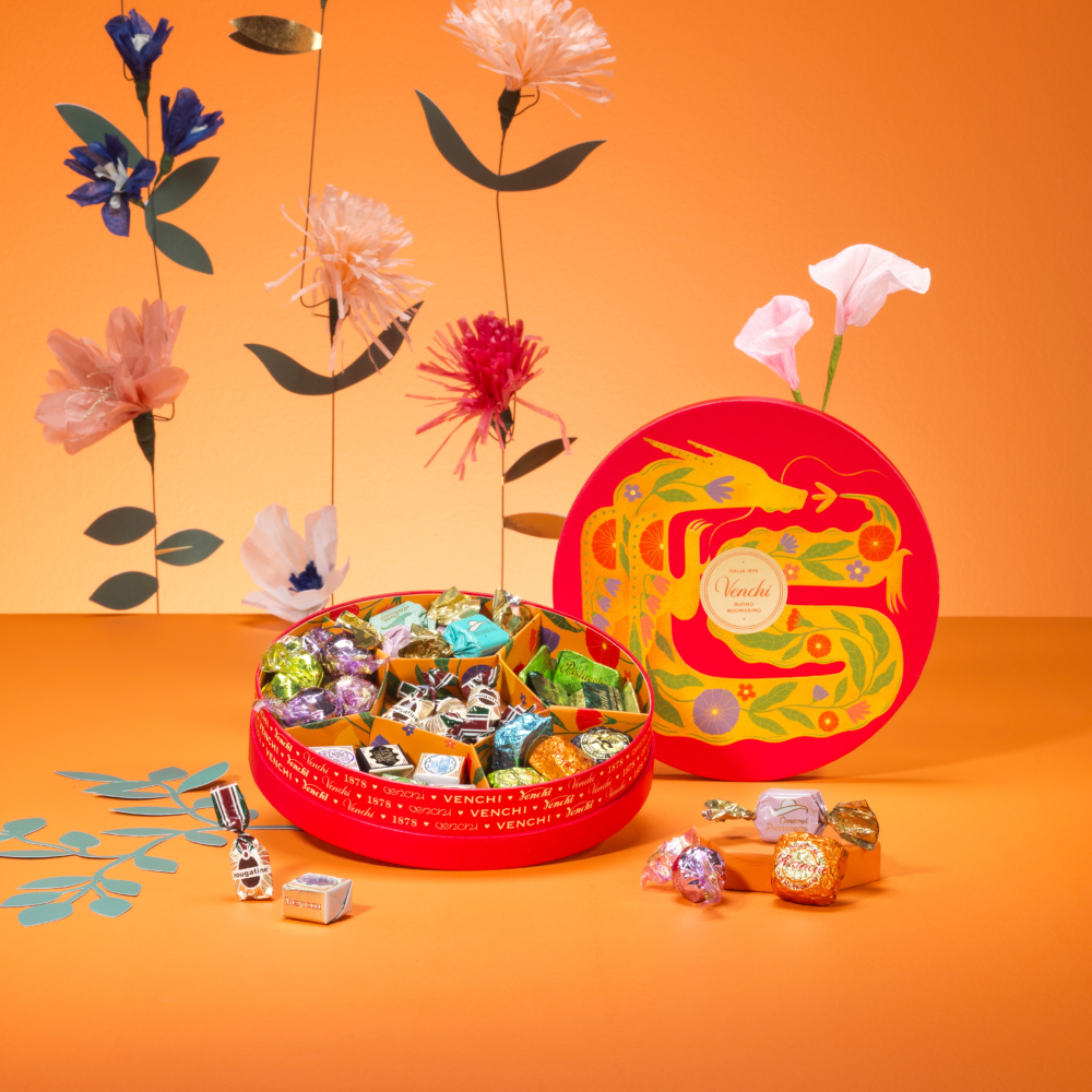 新春朱古力圓形禮盒。