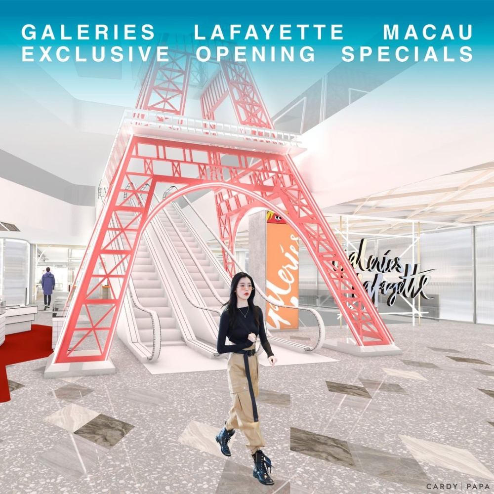 老佛爺百貨更設置了7米高巴黎鐵塔藝術裝置，為全澳門室內最高
