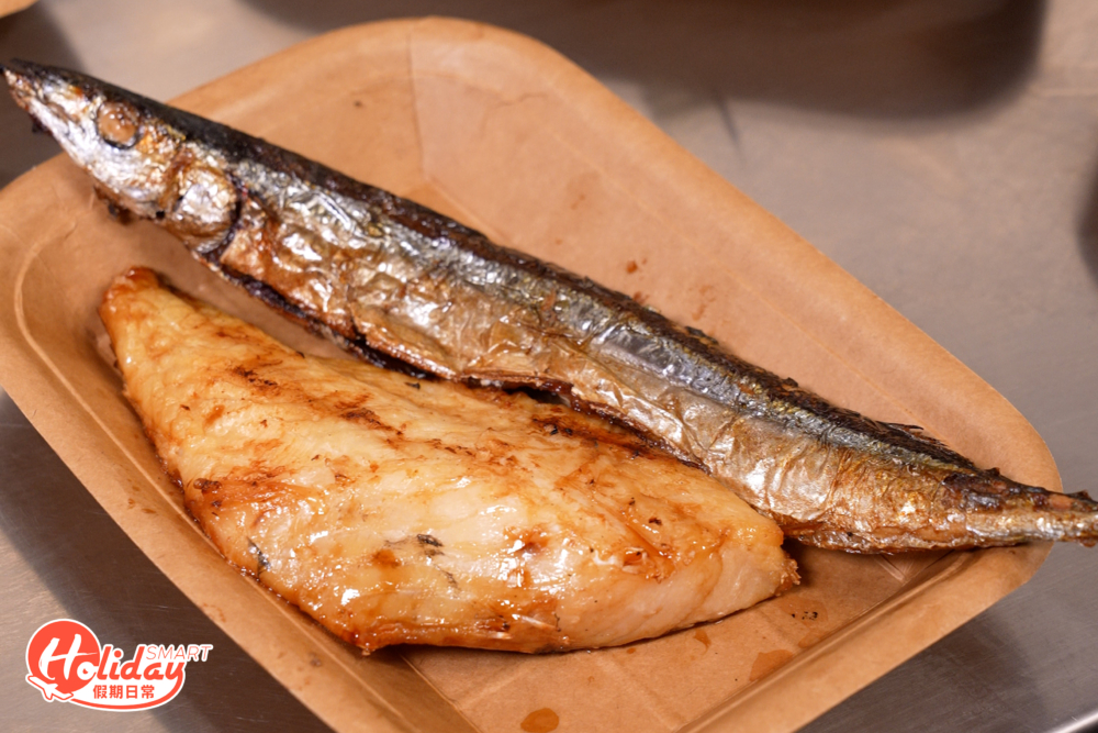 記者推介秋刀魚及赤魚一夜干，魚肉肉質油潤。