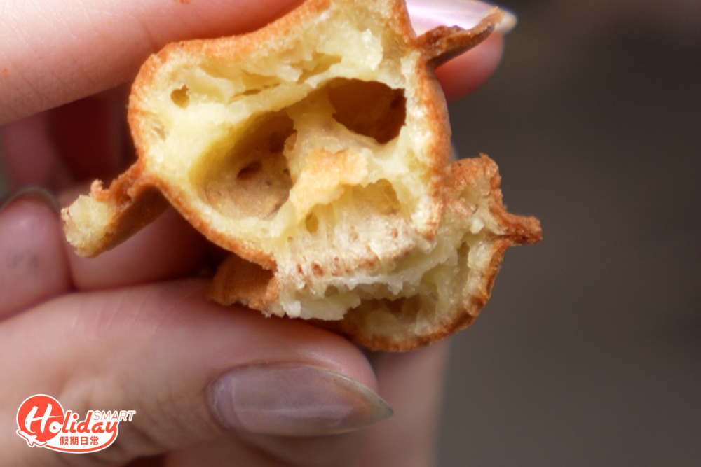 九製陳皮雞蛋仔吃起來卻有驚喜，咸咸酸酸的味道令雞蛋仔更添層次。