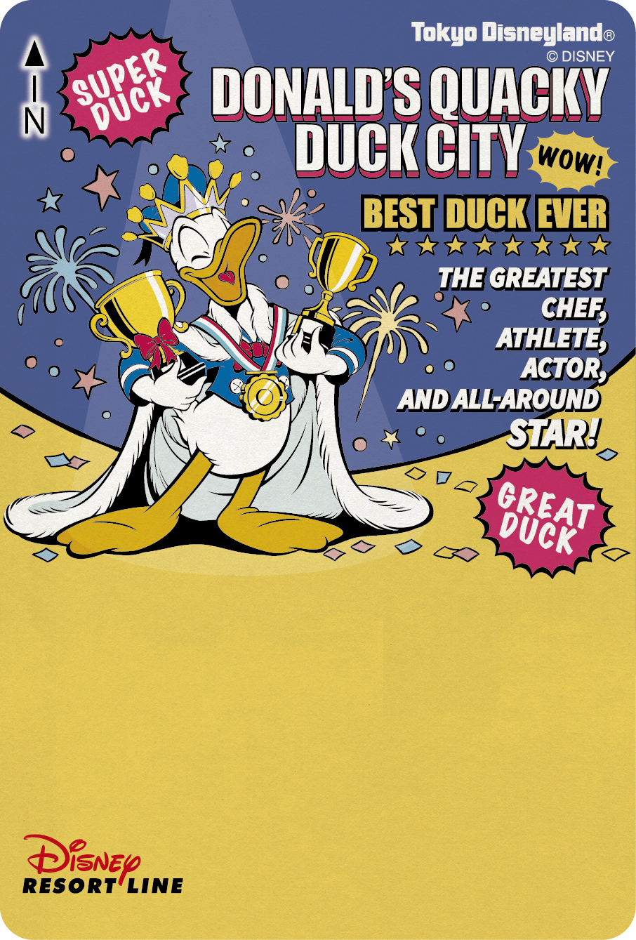 「迪士尼度假區線」亦配合限定活動推出獨家設計的唐老鴨主題限定門票及紀念幣～