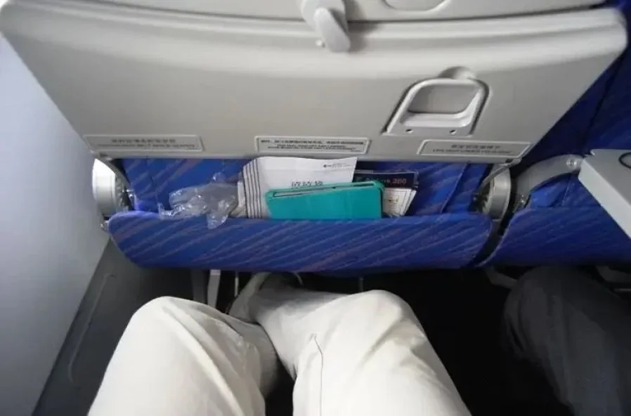 每個座位背後附帶的置物袋是全機艙內最污糟的地方