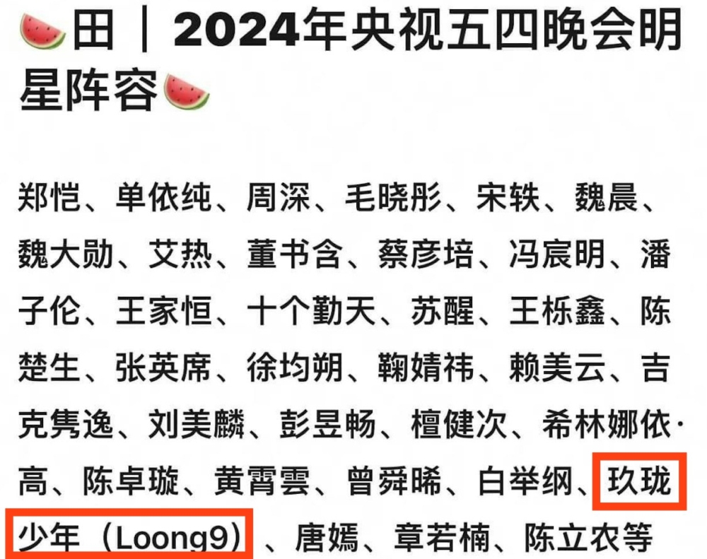 有消息傳出話「Loong 9」喺出道後會喺央視嘅晚會上首次亮相，並且以中文名「玖瓏少年」出現