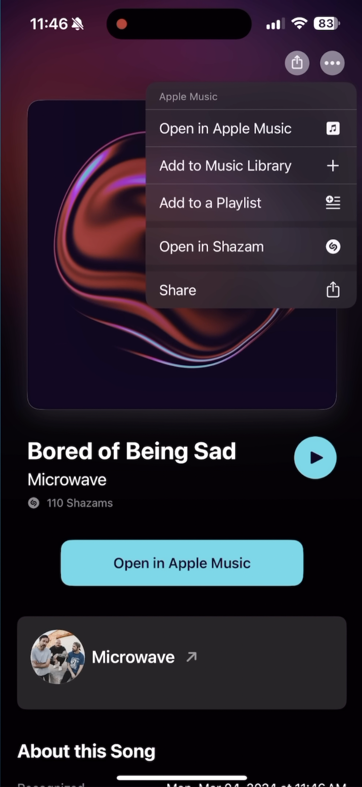 用戶可將識別完成的歌曲直接加入至Apple Music播放列表及資料庫。