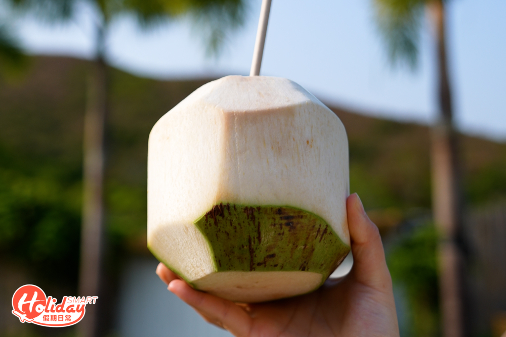 另外這個夏威夷風的營地也提供椰青給大家享用，大家更可邊飲椰青，邊看椰樹景色，即有身處夏威夷度假感覺！