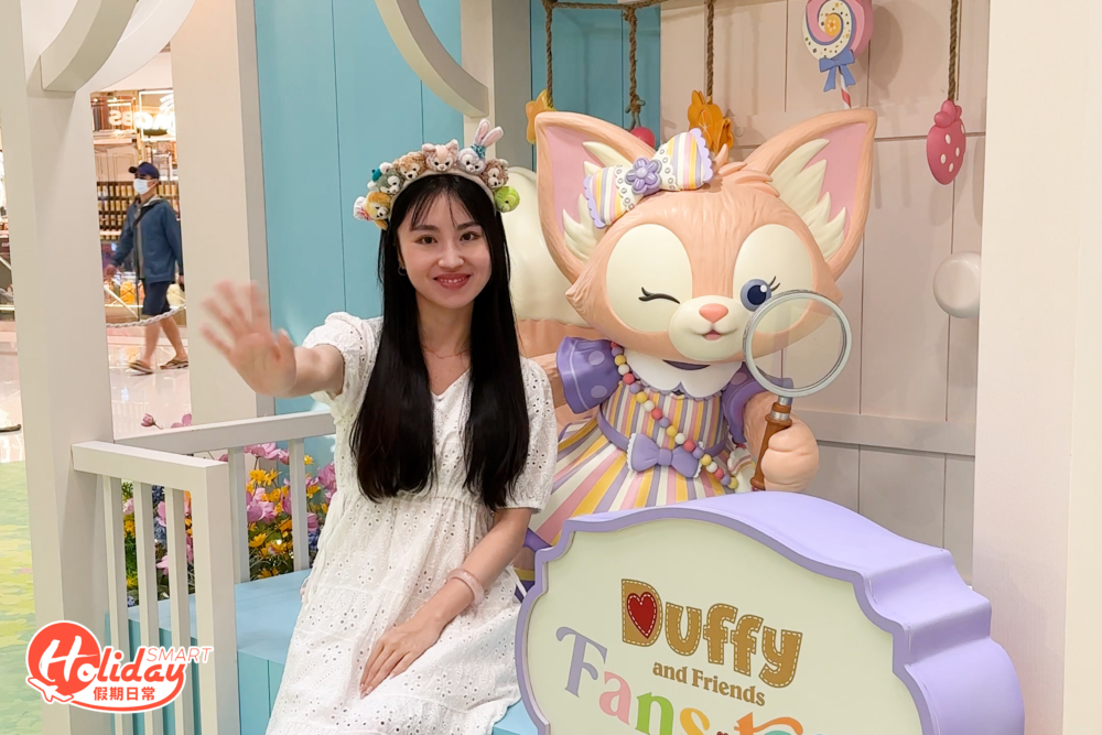 Linabell穿著粉紫色春裝。