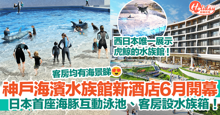 【神戶景點2024】日本神戶海濱水族館新酒店6月開幕！日本首座海豚互動泳池、客房設水族箱！