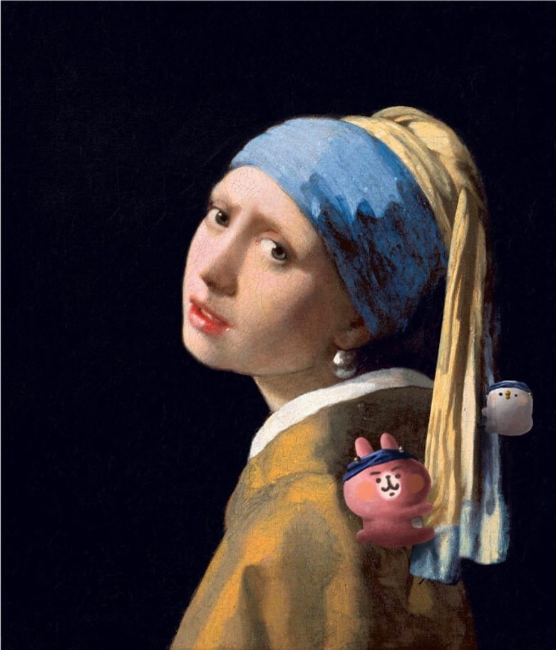 粉紅兔兔及P助闖入了《戴珍珠耳環的少女》！