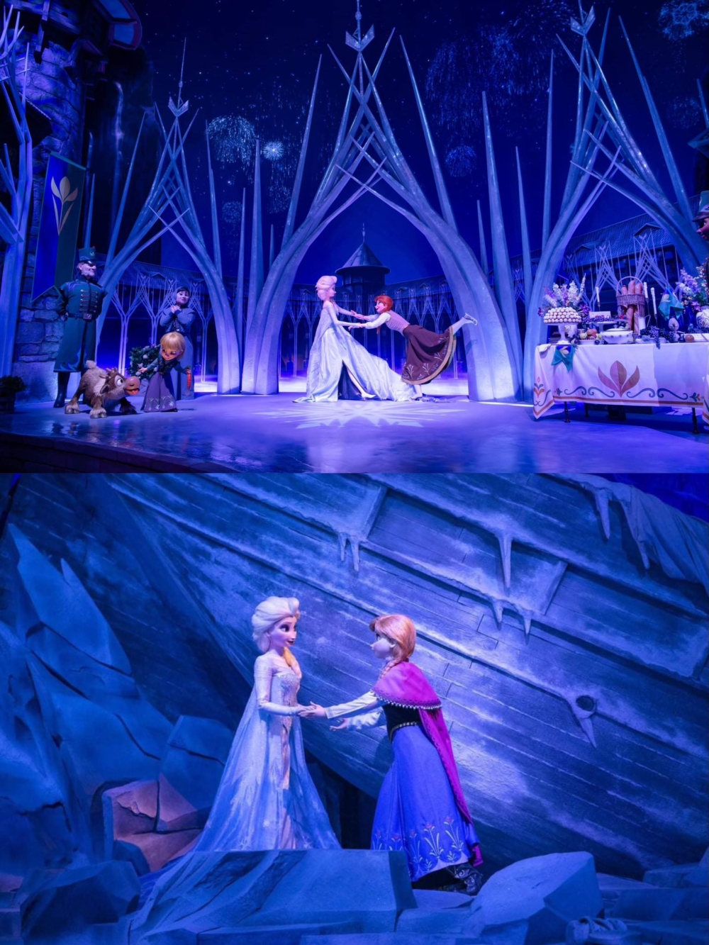 「Anna與Elsa的冰雪之旅」乘搭小船,一邊聆聽《魔雪奇緣》主題曲《Let it go》,一邊觀賞Elsa及Anna的感人姐妹情故事~