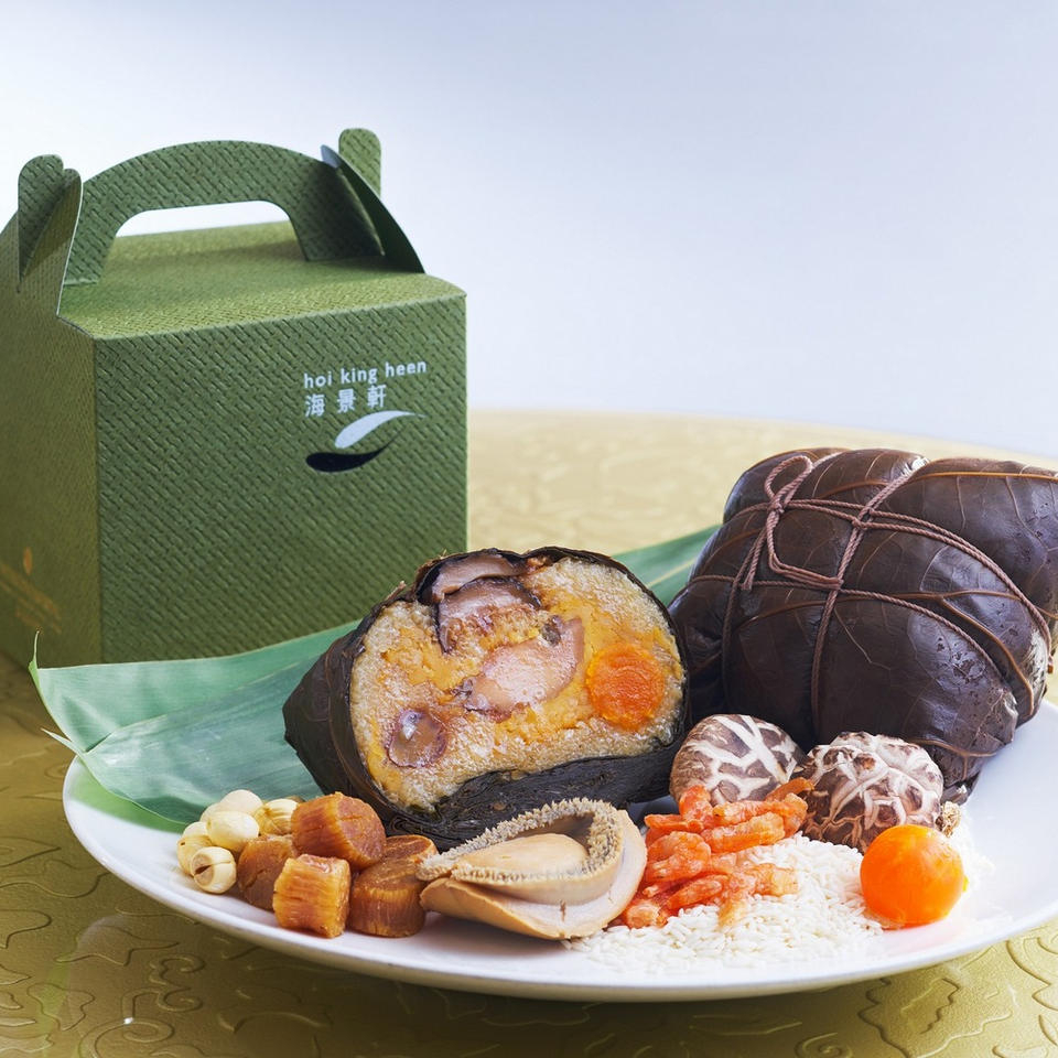 鮑魚菌香裹蒸糉。