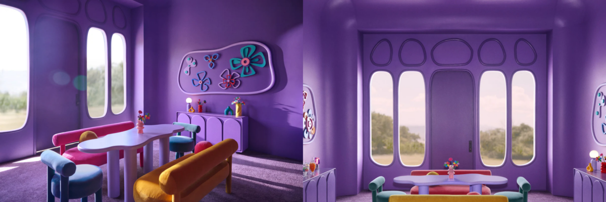 屋內住著不同的情緒們，因此屋內不管是家具還是裝飾品，都是由各個情緒的代表色拼湊而成到處色彩繽紛