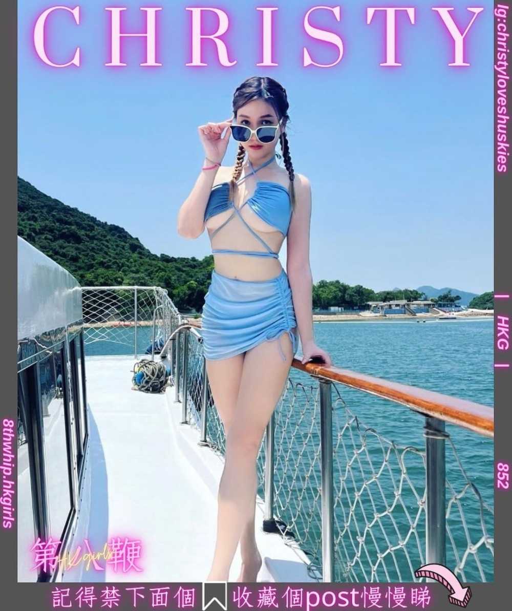 Christy一向大方分享自己的性感泳衣照