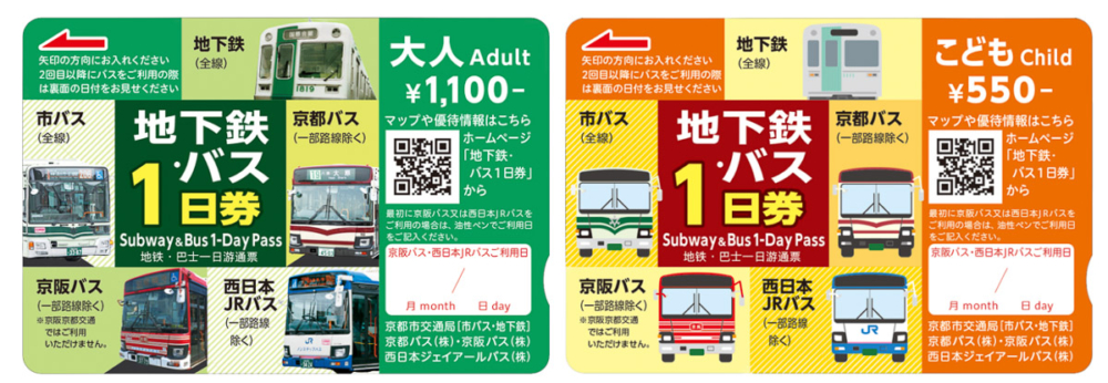 如果一天內會在京都多次乘搭巴士及地鐵，建議購買「京都地下鐵·巴士一日券」，CP值更高，乘搭幾趟即可輕鬆回本！