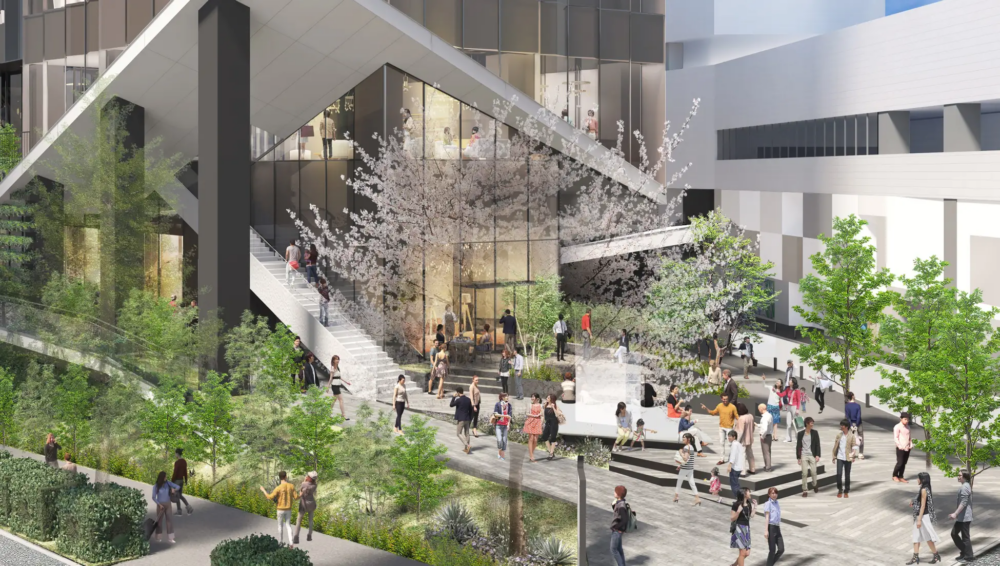 從青山方向的入口處及澀谷站方向的廣場公共空間，設置了大型藝術裝置及大型LED螢幕，讓現代藝術直接走入人群～