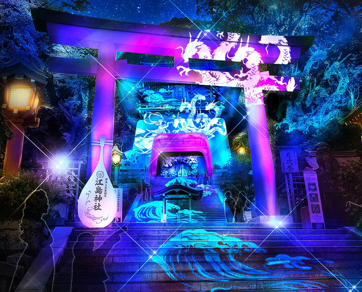 透過當地知名工藝「貝細工」營造出繁花盛開模樣