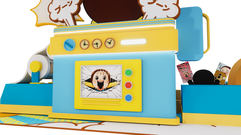 玩具生產機背面原來仲有鬼馬燦子衝破螢幕嘅一幕