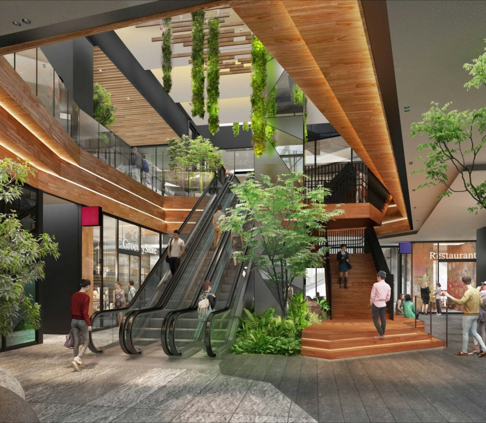 SHIBUYA AXSH主打充滿生氣的綠意概念，2樓天花板設計「垂直花園」是一大亮點之一！