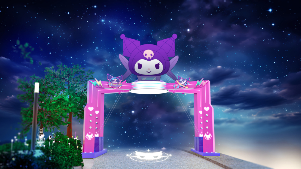 戶外廣場整條步行街已被軍團佔領打造成 KUROMI 大人的樂園，KUROMI、ROMINA 及手下 BAKU 已化身為彩光霓虹燈牌藏身於步行街兩旁跟大家打招呼！！沿路走到近 5 米大的「KUROMI 宇宙冒險飛船」停泊位置，飛船自近 9 米高空向地面發出神秘七彩光束，打卡一流！