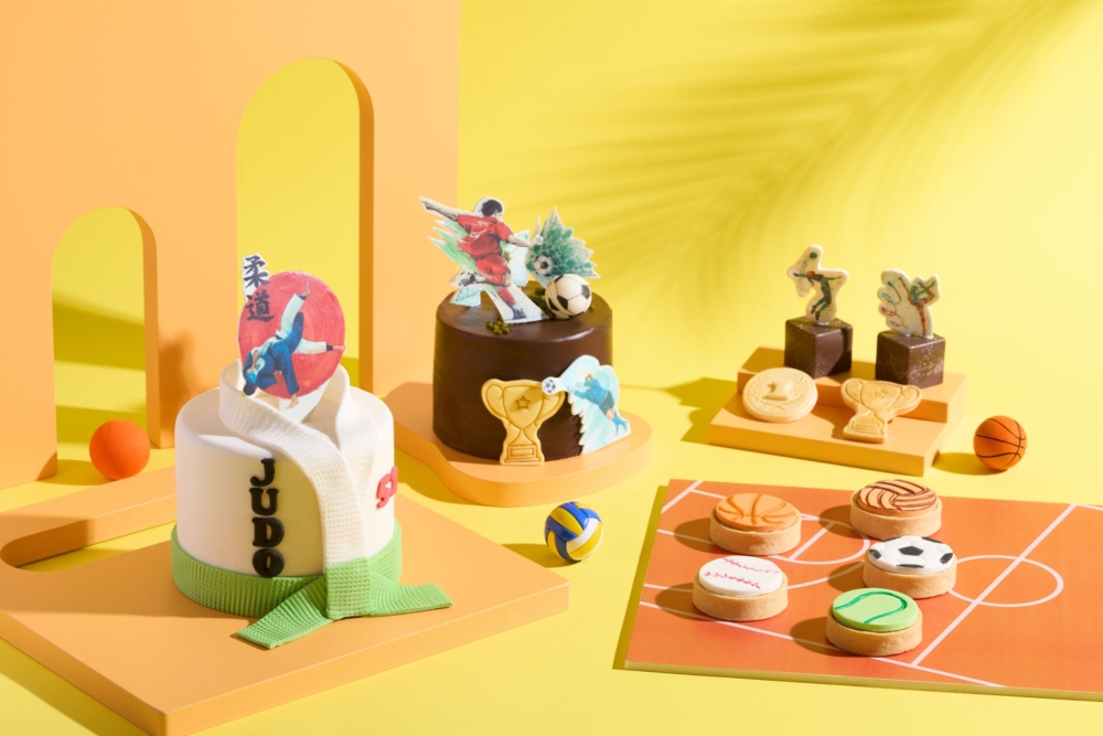 為了迎合運動潮狂熱，自助餐精心炮製多款以運動作主題的造型甜點！