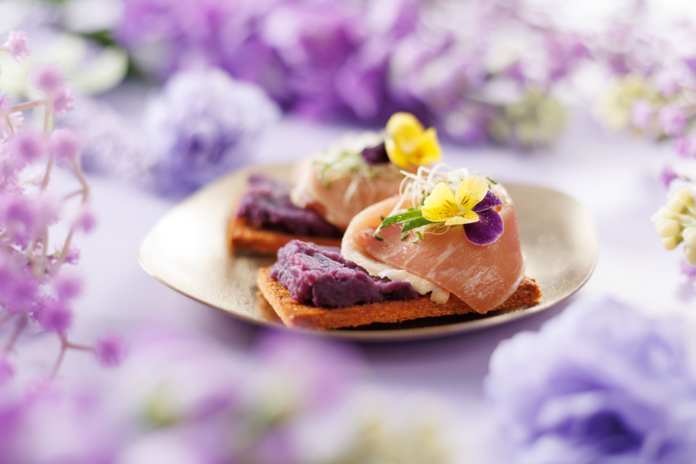 意大利火腿配紫薯多士