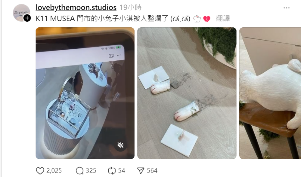 尖沙咀首飾店3萬8陶瓷兔遭小童整斷腳