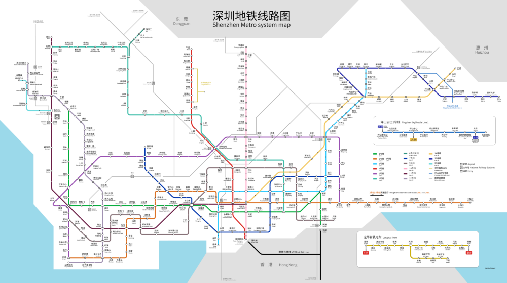 深圳地鐵8號線路線圖。