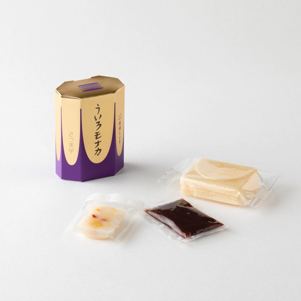 包裝打造成DIY形式,將最中餅、外郎糕及紅豆餡分開個別包裝~