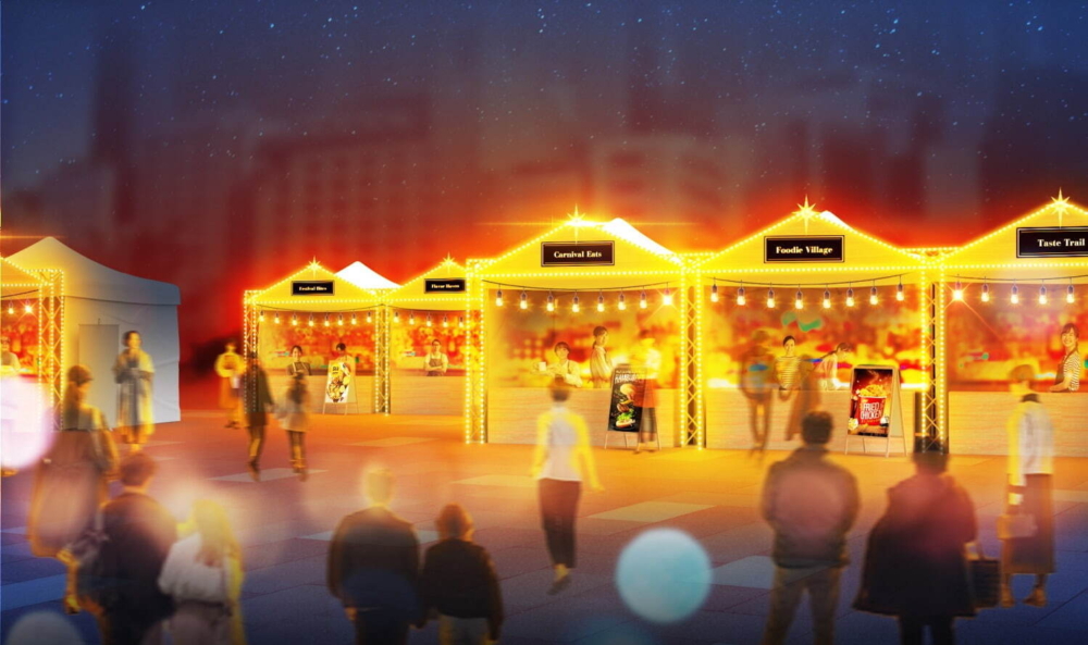 「光之市集」以「大阪美食」、「聖誕市集」及「餐車街」等為主題，集結數十輛各種裝飾可愛的餐車及攤檔～