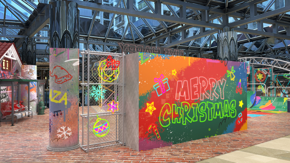 型噴聖誕塗鴉牆則設有大型電子聖誕塗鴉牆。
