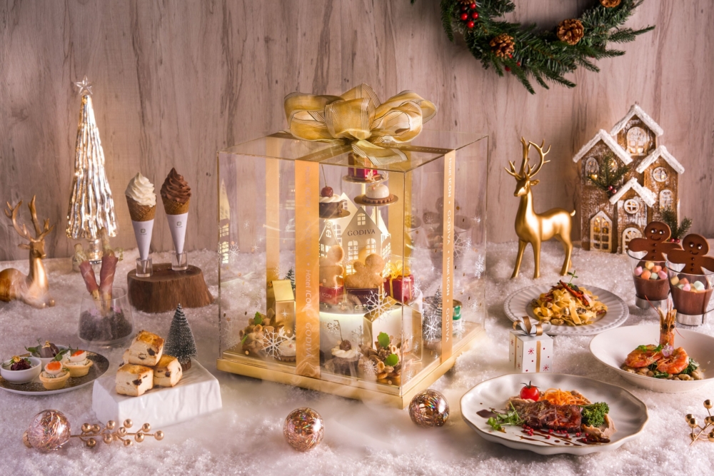 唯港薈：「GREEN X GODIVA：冬日小鎮禮盒」下午茶。