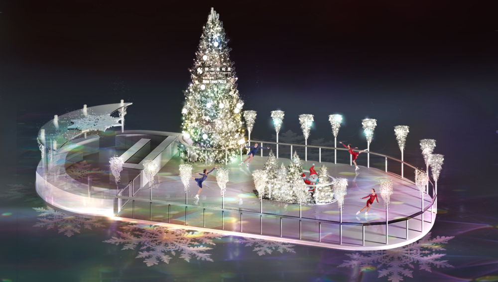 更有2,000呎室內飄雪溜冰場,大家可以在光影和飄雪和溜冰。