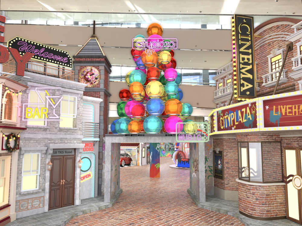 活動最矚目的莫過於二樓中庭的8米高炫彩波波聖誕樹。