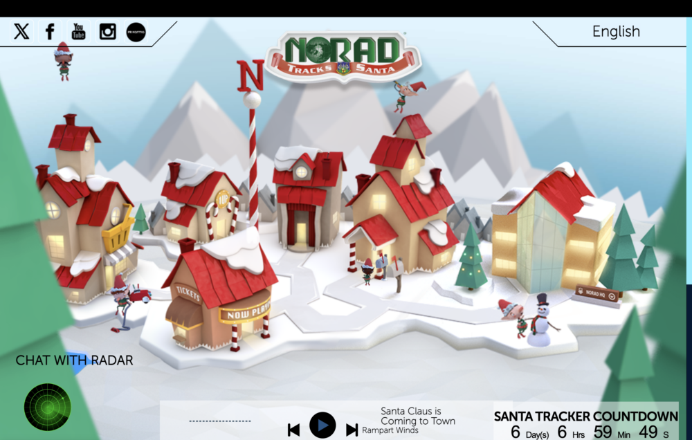 聖誕老人追蹤器推介:NORAD TRACKS SANTA。
