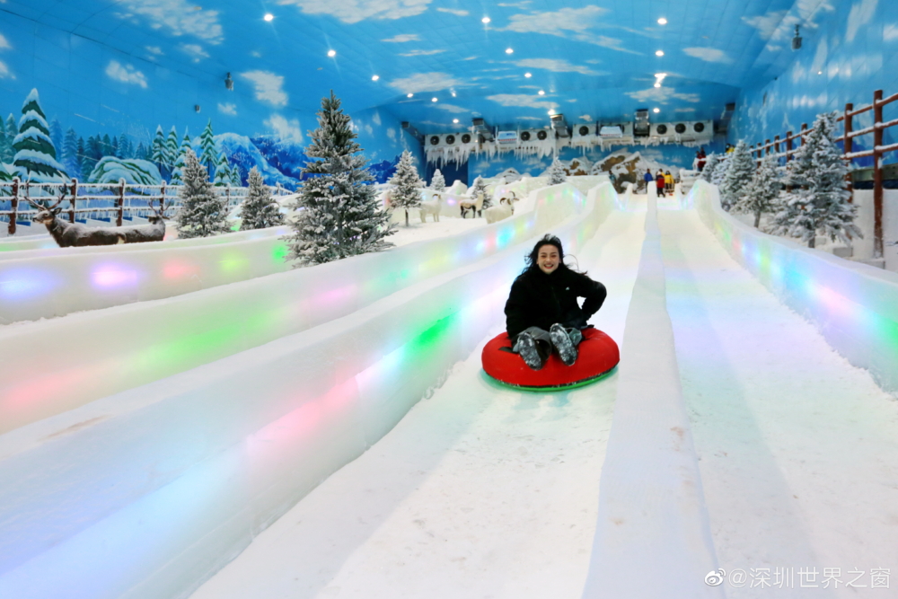 嬉雪及滑雪區擁有約70米長、15米寬的專業滑雪道，可體驗從高達20米且毫無遮擋的山頂高處衝下來的極速快感！