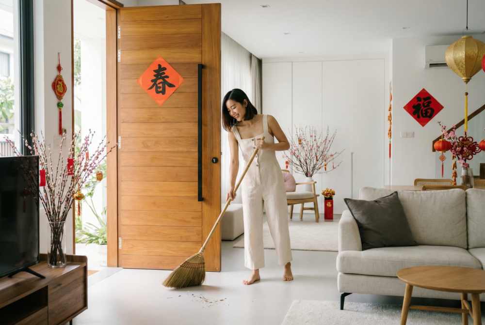 年廿八掃地講究「掃入不掃出」,從門口向內、由上到下清掃,寓意留晦氣、迎新運。