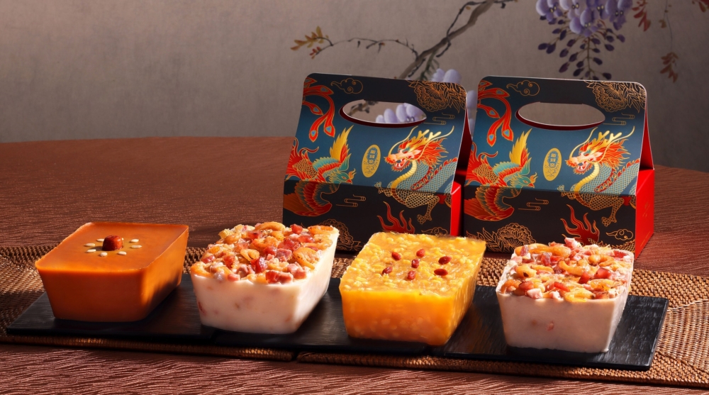 新同樂推出4款極上賀年糕點：瑤柱臘味蘿蔔糕、鮮椰汁年糕、五香臘味芋頭糕及桂花開邊綠豆糕。