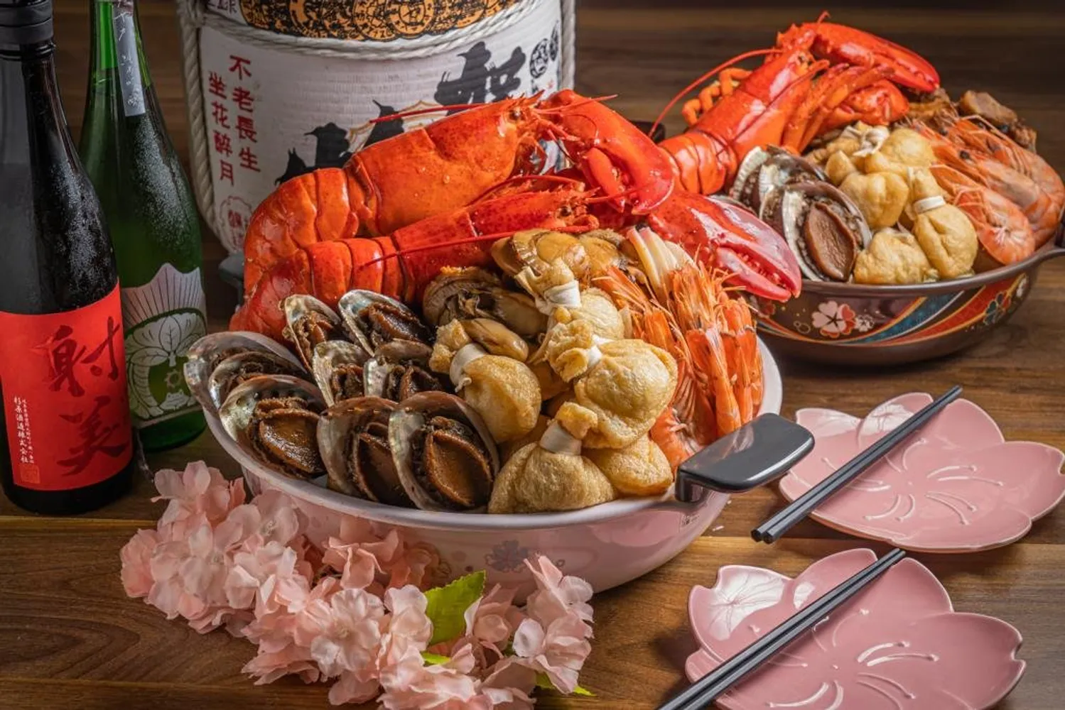 波士頓龍蝦鮑魚壽喜盆菜。