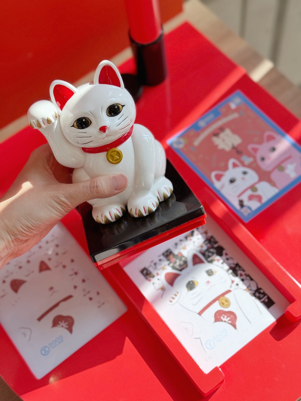 集齊五個印章,就可以完成一張可愛招福貓明信片啦!