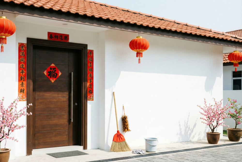 大門掌管家中財運,年廿八洗邋遢時可清潔或上漆,但不宜隨意移動或改動。