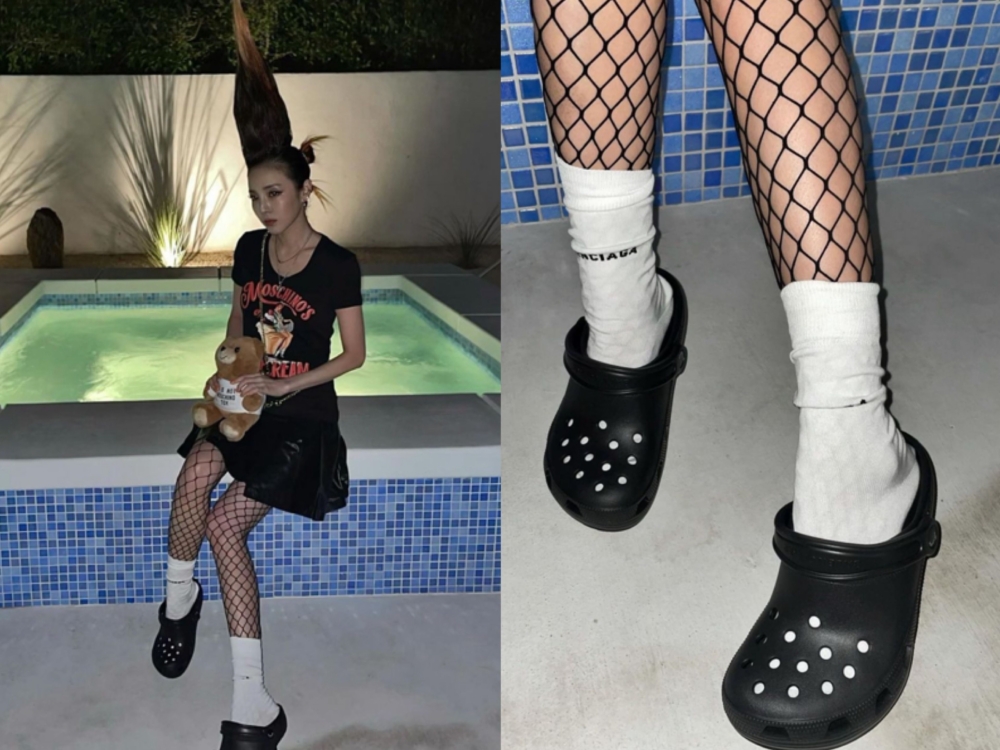 網友：「好好哋著對拖鞋唔得，係要加對襪」