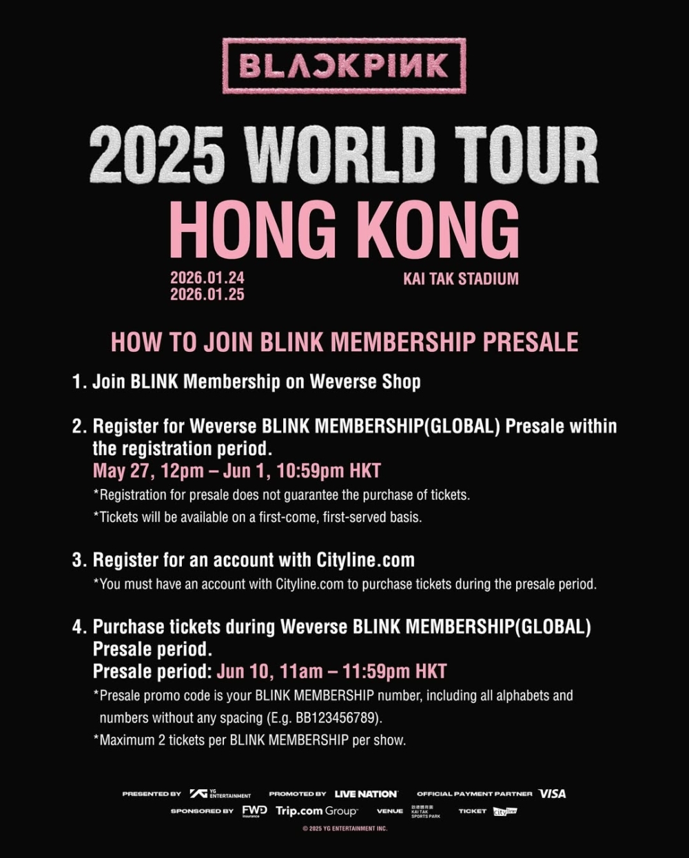 BLACKPINK演唱會｜票價／購票詳情