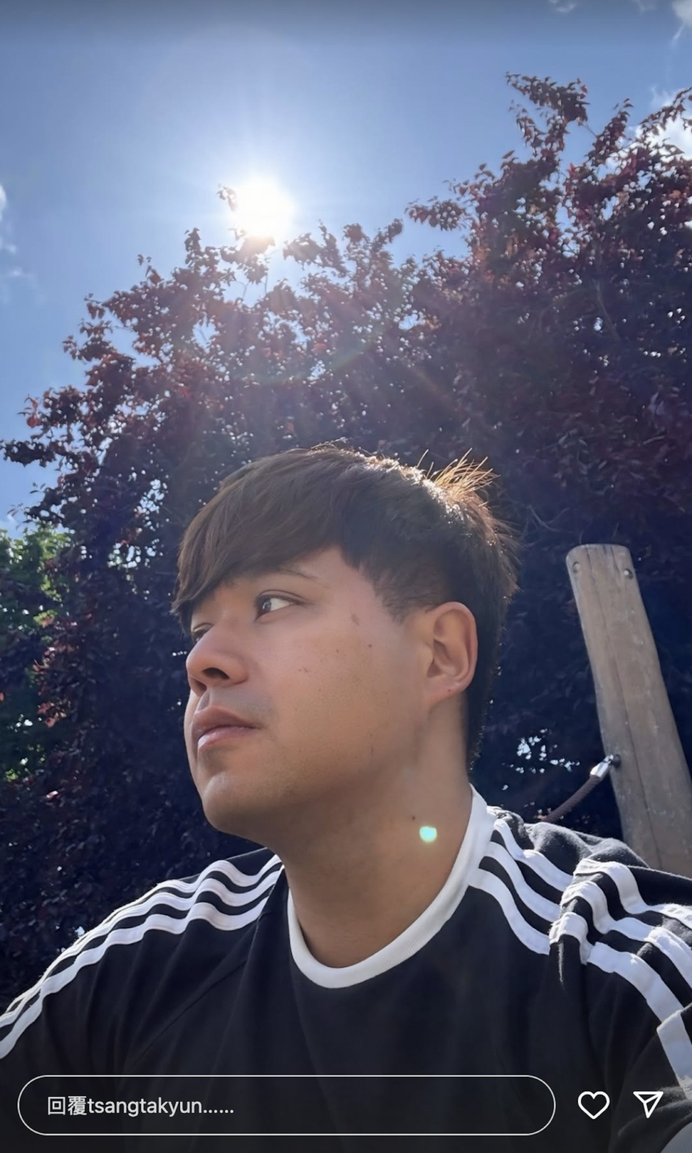 有網友認出混血肥仔片中的髮型及身穿的T恤，與他昨晚（2日）在IG限時動態的自拍照屬同一件